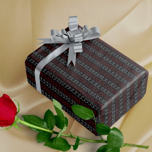 Stilvoll Rot Weiß, eine Linie Herz Muster Geschenkpapier