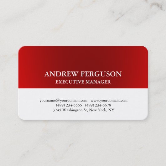 Stilvoll Rot Weiß Einzigartig Moderne Beruflich Visitenkarte (Vorderseite)