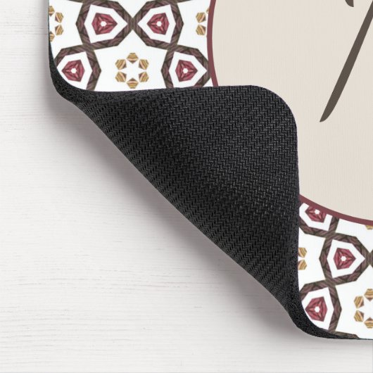 Stilvoll rotes, weißes Muster Monogram Mousepad (Ecke)