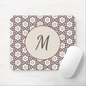 Stilvoll rotes, weißes Muster Monogram Mousepad (Mit Mouse)