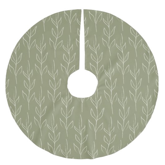 Stilvoll rustikal botanisch in Sage Green Polyester Weihnachtsbaumdecke (Vorderseite)