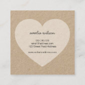 Stilvoll Rustikal Made with Liebe with Heart Kraft Quadratische Visitenkarte (Rückseite)