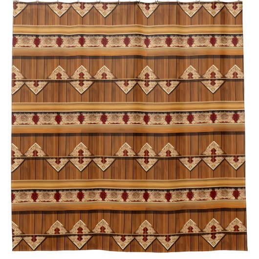 Stilvoll rustikaler Duschvorhang im Badezimmer (Vorderseite)