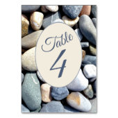 Stilvoll rustikaler, farbenfroher Strand Kies TISC Tischnummer (Rückseite)