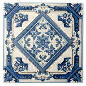 Stilvoll rustikales blaues Mittelmeer Muster Fliese (Vorderseite)