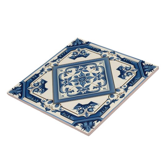 Stilvoll rustikales blaues Mittelmeer Muster Fliese (Seite)