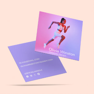 Stilvoll sauberes Foto Personal Trainer Sports Quadratische Visitenkarte