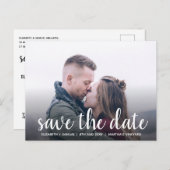 Stilvoll Save the Date Weißes benutzerdefiniertes Ankündigungspostkarte (Vorne/Hinten)