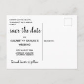 Stilvoll Save the Date Weißes benutzerdefiniertes Ankündigungspostkarte (Rückseite)