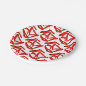 Stilvoll scharf gegrillter Chili Pepper Pappteller (Schrägansicht)