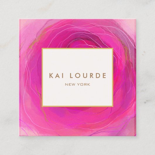 Stilvoll schick rosa Abstraktes Aquarellplatz Busi Quadratische Visitenkarte (Vorderseite)
