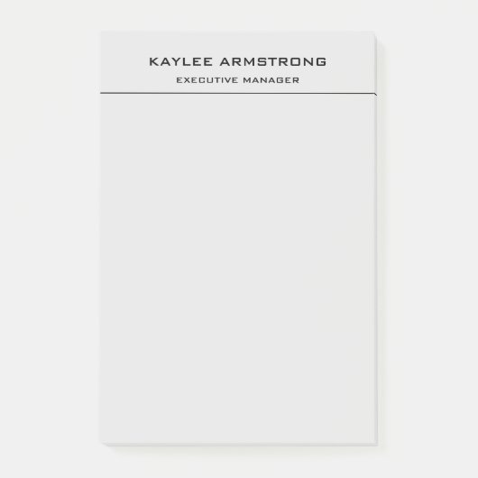 Stilvoll Schlicht, einfach, Beruflich, grau Post-it Klebezettel (Vorderseite)