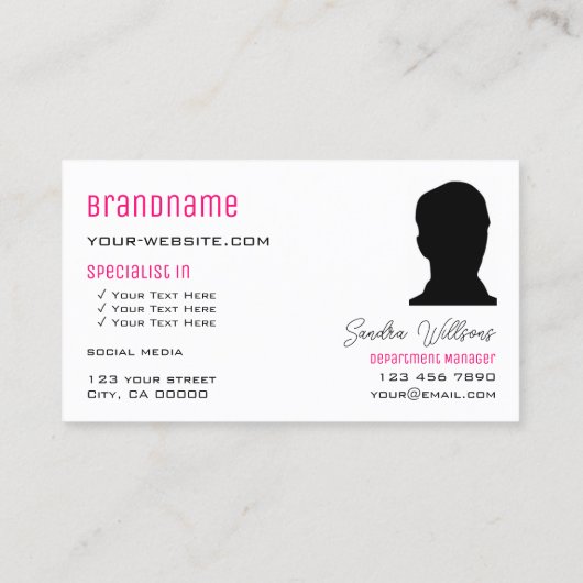 Stilvoll Schlicht rosa Weiß mit Monogramm und Foto Visitenkarte (Rückseite)