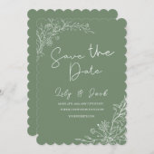 Stilvoll schlicht und elegant modern schlinggrün save the date (Vorne/Hinten)