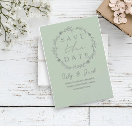 Stilvoll schlicht und elegant modern schlinggrün save the date