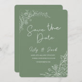 Stilvoll schlicht und elegant modern schlinggrün save the date (Vorne/Hinten)