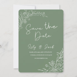 Stilvoll schlicht und elegant modern schlinggrün save the date