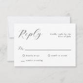 Stilvoll schlichter Minimal Classic Wedding RSVP (Vorderseite)