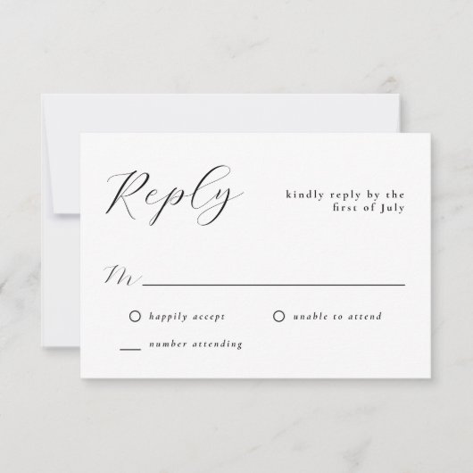 Stilvoll schlichter Minimal Classic Wedding RSVP Karte (Vorderseite)