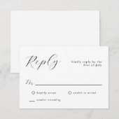 Stilvoll schlichter Minimal Classic Wedding RSVP Karte (Vorne/Hinten)