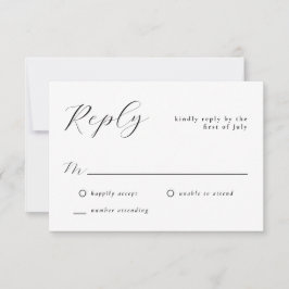 Stilvoll schlichter Minimal Classic Wedding RSVP Karte