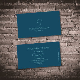 Stilvoll Schlichtes Navy Blue und Aquamarin mit Mo Visitenkarte