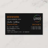 Stilvoll Schlichtes Orange Black mit Monogram und  Visitenkarte (Rückseite)