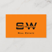 Stilvoll Schlichtes Orange Black Simple mit Monogr Visitenkarte (Vorderseite)