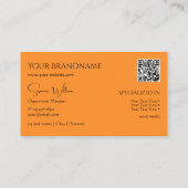 Stilvoll Schlichtes Orange mit Monogram und QR Cod Visitenkarte (Rückseite)