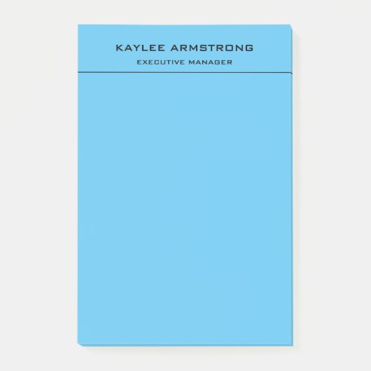 Stilvoll Schlichtes Simple Beruflich Sky Blue Post-it Klebezettel (Vorderseite)