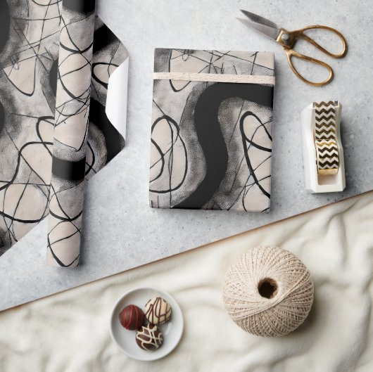 stilvoll schwarz abstrakt modern geschenkpapier (Kunsthandwerk)