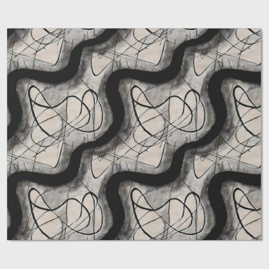 stilvoll schwarz abstrakt modern geschenkpapier (Flach)