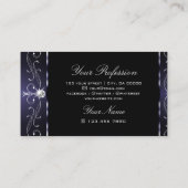 Stilvoll Schwarz Dunkelblau Verzierte Grenzen Orna Visitenkarte (Rückseite)