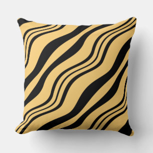 Stilvoll schwarz-gelb gestrichene Linien Kissen