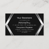 Stilvoll schwarz geometrisch schimmery Silver Visitenkarte (Rückseite)