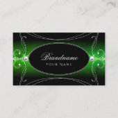 Stilvoll Schwarz Grün Verziert Sparkle Jewels Squi Visitenkarte (Vorderseite)
