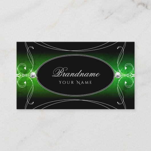 Stilvoll Schwarz Grün Verziert Sparkle Jewels Squi Visitenkarte (Vorderseite)