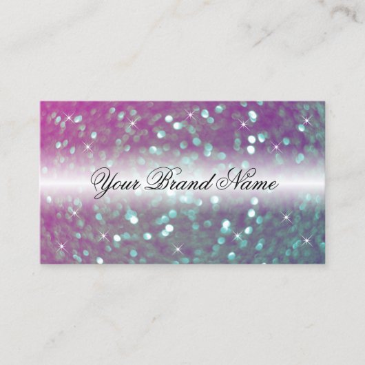 Stilvoll Schwarz Pink Aquamarin Sparkling Glitzer Visitenkarte (Vorderseite)