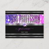 Stilvoll Schwarz Pink Lila Glitzer Diamonds Silver Visitenkarte (Vorderseite)