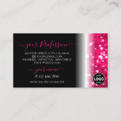 Stilvoll schwarz-rosa funkelnder Glitzer Logo-Chic Visitenkarte (Rückseite)