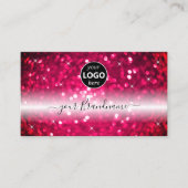 Stilvoll schwarz-rosa funkelnder Glitzer Logo-Chic Visitenkarte (Vorderseite)
