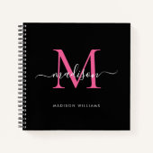 Stilvoll Schwarz-Rosa-Monogramm, Anfangsbuchstaben Notizblock (Vorderseite)