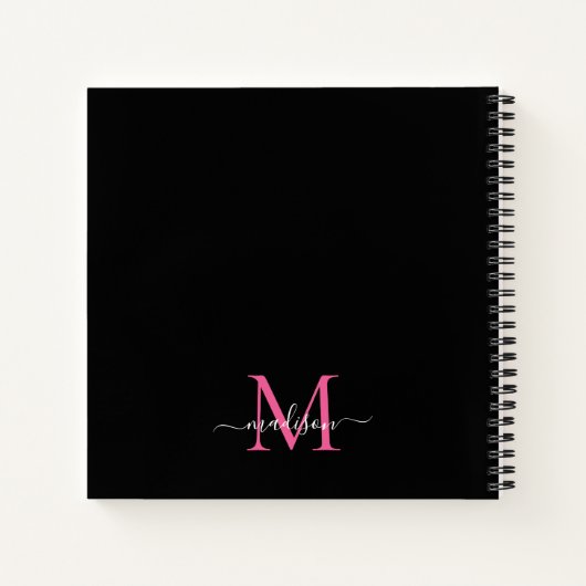 Stilvoll Schwarz-Rosa-Monogramm, Anfangsbuchstaben Notizblock (Rückseite)