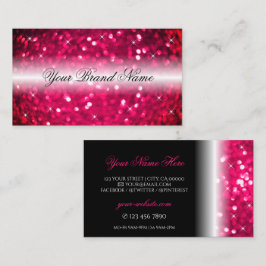 Stilvoll Schwarz Rosa Sparkling Glitzer Stars Chic Visitenkarte