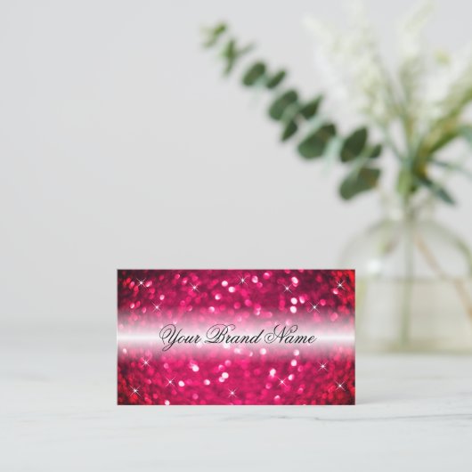 Stilvoll Schwarz Rosa Sparkling Glitzer Stars Chic Visitenkarte (Stehend Vorderseite)