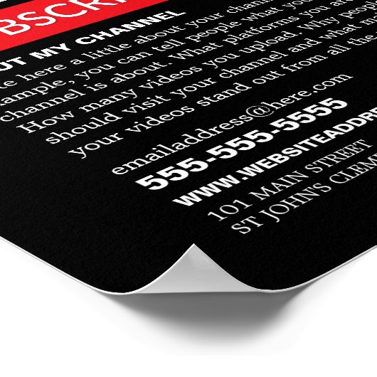 Stilvoll schwarz & rot - QR Code, Youtube - Vlogge Poster (Ecke)