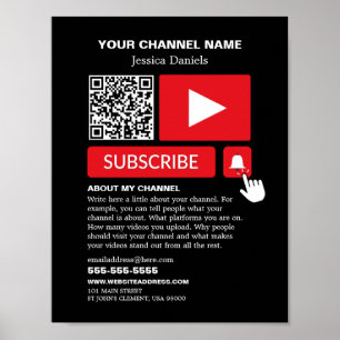 Stilvoll schwarz & rot - QR Code, Youtube - Vlogge Poster