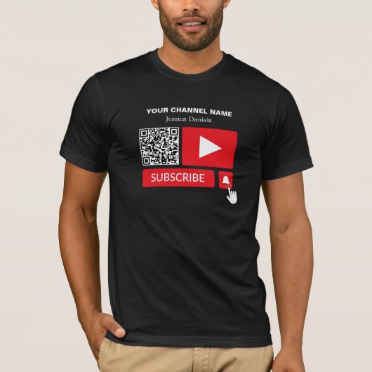 Stilvoll schwarz & rot - QR Code, Youtube - Vlogge T-Shirt (Vorderseite)