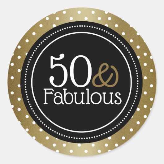 Stilvoll Schwarz und Gold 50 und fabelhaft Runder Aufkleber (Vorderseite)