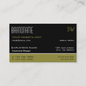 Stilvoll Schwarz und Senf Einfach mit Monogram Visitenkarte (Rückseite)